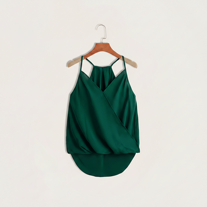 Damen Wickel-Top mit Drapierung und Halterneck – Modische Bluse für Freizeit und Büro
