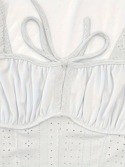 Damen Bustier Top im Boho-Stil mit Zierschnürung – Feminines Sommer-Corsagentop