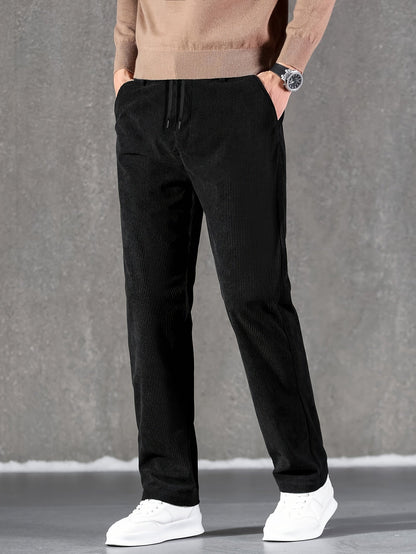 Cordhose Herren Winter warm gefüttert Jogginghose Schwarz