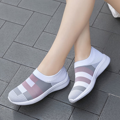 Damen Slip-On Sneaker – Bequeme Freizeitschuhe mit modernem Muster für Alltag und Spaziergänge