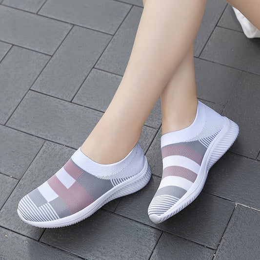 Damen Slip-On Sneaker – Bequeme Freizeitschuhe mit modernem Muster für Alltag und Spaziergänge