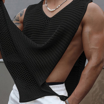 Herren Mesh-Top mit offenen Seiten – Moderner Streetstyle Look für Festivals und Partys