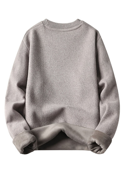 Unisex Langarm Sweatshirt Rundhals Fleece-Futter Melange-Optik