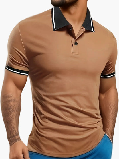 Herren Poloshirt Casual Modern mit Kontrastkragen und Knopfleiste – Stilvolles Freizeitshirt für Alltag und Sport