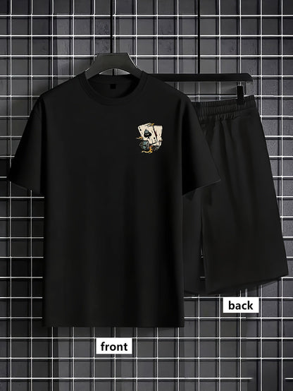 Herren Lounge-Set mit Print T-Shirt und Shorts – Bequemes Freizeit-Outfit für Zuhause und Alltag
