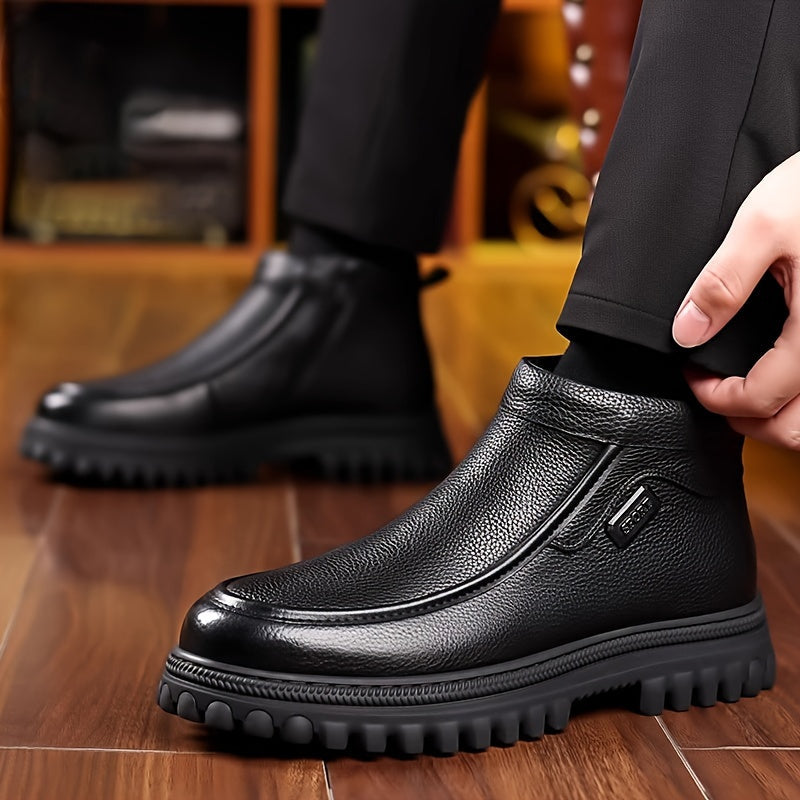Schwarze Winter Stiefeletten Herren mit Warmfutter & griffiger Sohle
