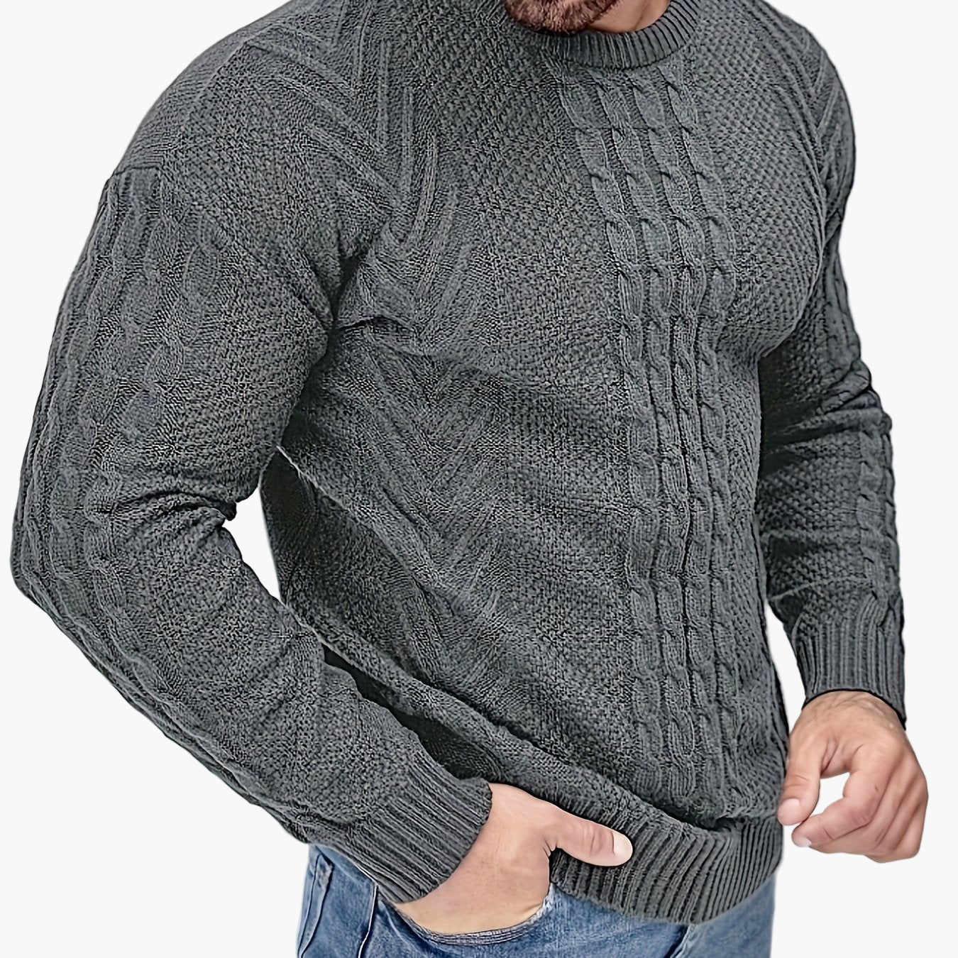 Herren Strickpullover mit Zopfmuster – Modischer Freizeitpulli für Herbst & Winter