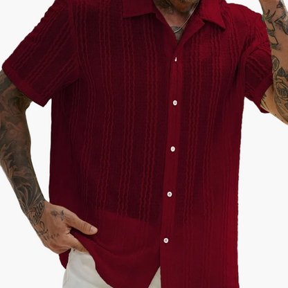 Herren Kurzarm Freizeithemd mit Knopfleiste und Retro-Streifen – Perfekt für Sommer & Freizeit