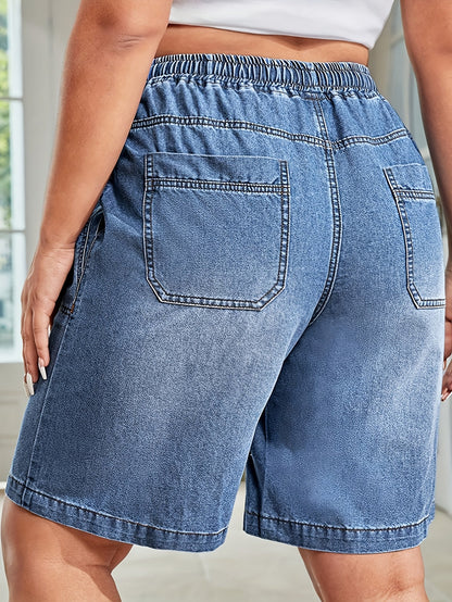 Damen Bermuda Jeansshorts mit Kordelzug – Lässiger Freizeitstil