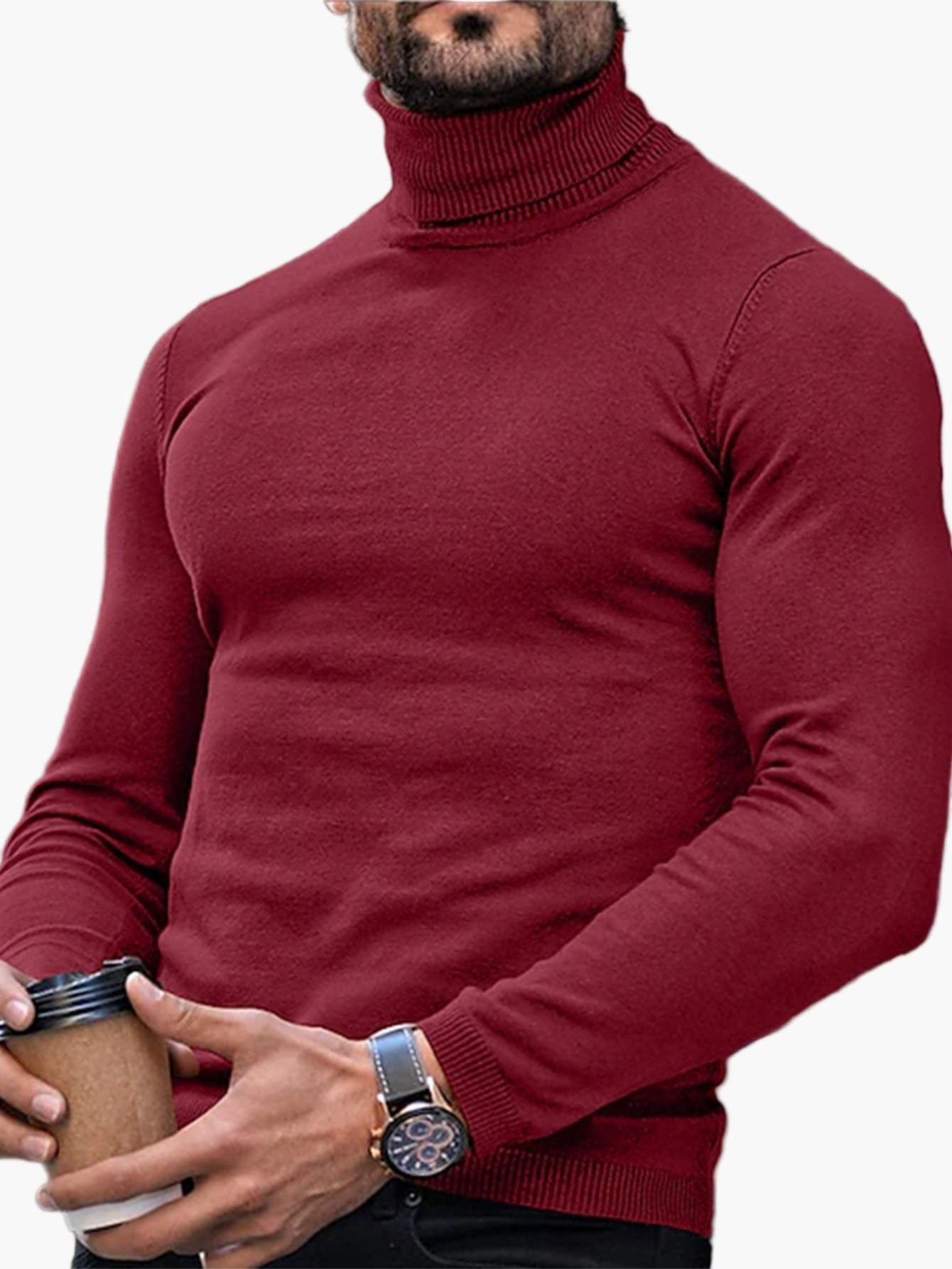 Herren Rollkragenpullover mit modernem Slim-Fit