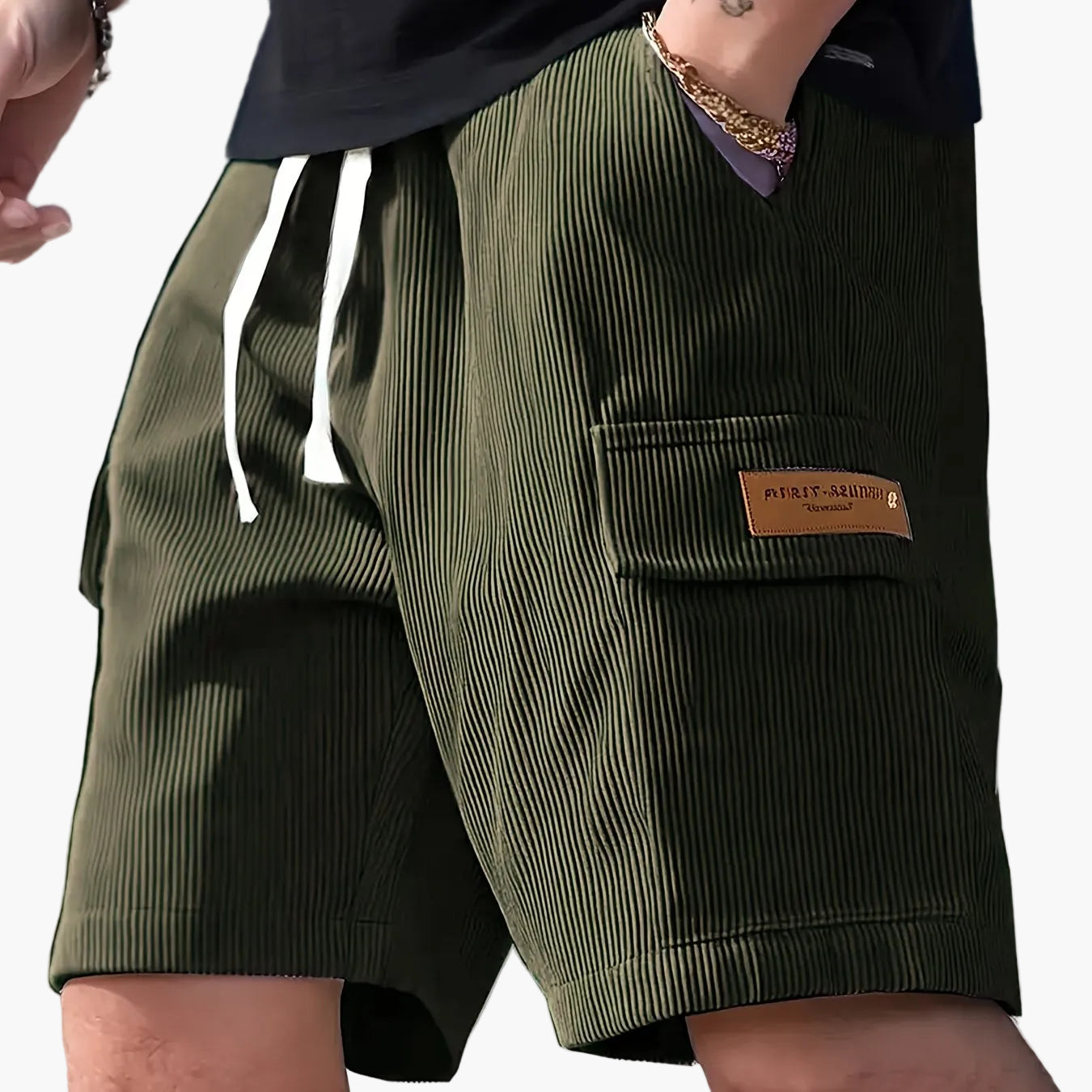 Herren Freizeithose – Modische gestreifte Shorts mit Kordelzug und Seitentasche, ideal für Alltag & Urlaub