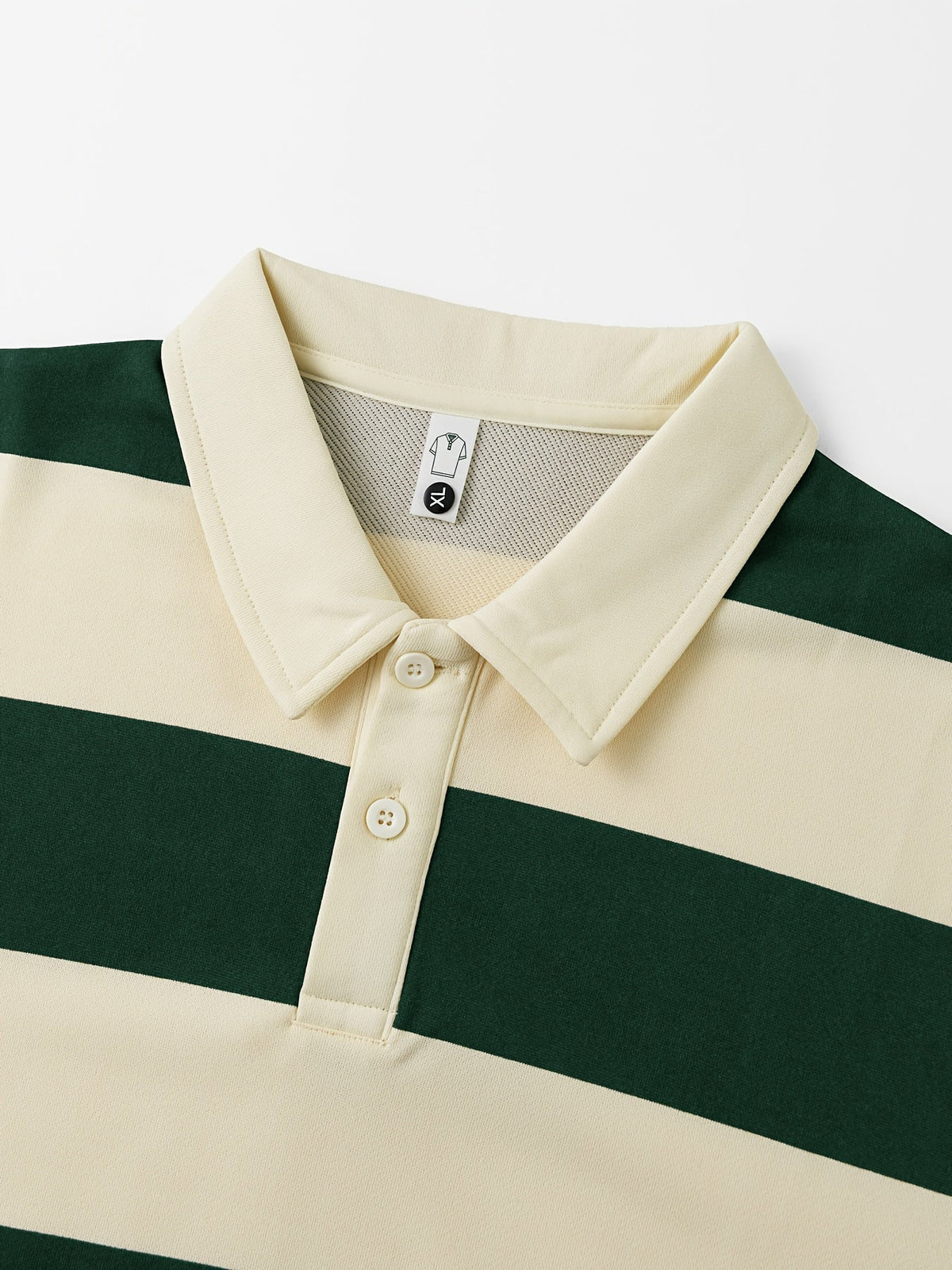 Unisex Langarm Poloshirt gestreift mit Kragen und Knopfleiste