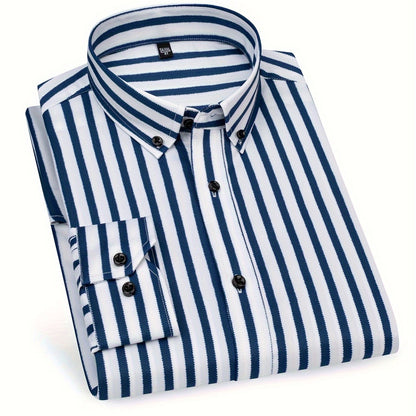 Herren Business-Freizeithemd mit modischen Streifen – Slim Fit, ideal für Büro und Alltag