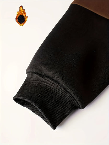 Unisex Kapuzenpullover Blockfarben Design mit Kordelzug Langarm