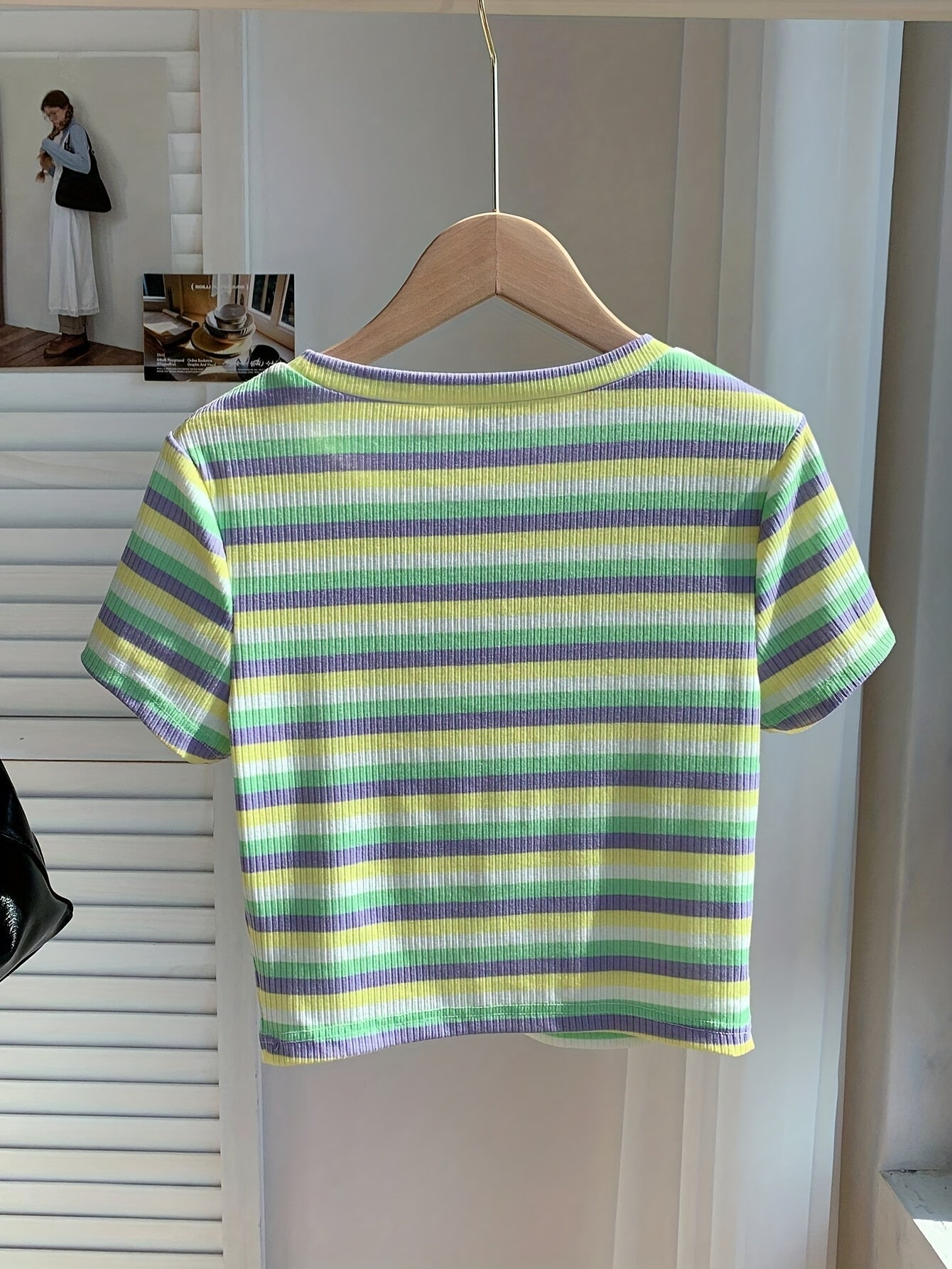 Damen Kurzarm Streifen T-Shirt – Retro Style für Alltag & Freizeit