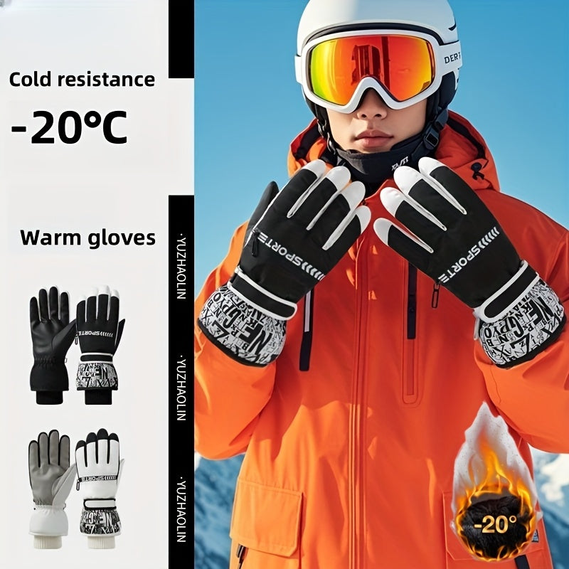 Winterhandschuhe Wasserdichte Kälteschutz Handschuhe mit Grippalm Unisex Schwarz Weiß
