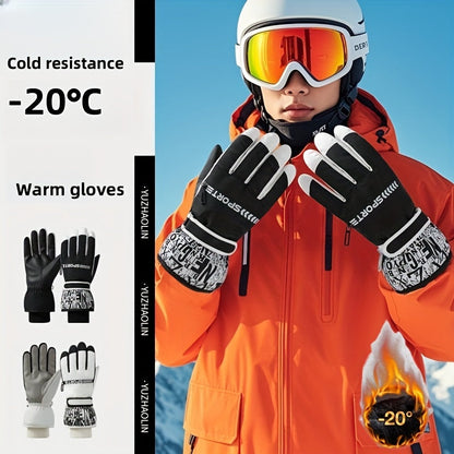 Winterhandschuhe Wasserdichte Kälteschutz Handschuhe mit Grippalm Unisex Schwarz Weiß