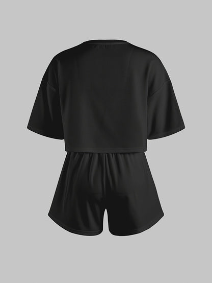 Damen Pyjama-Set mit blauen Herz-Prints – Loungewear im modernen Stil für Zuhause