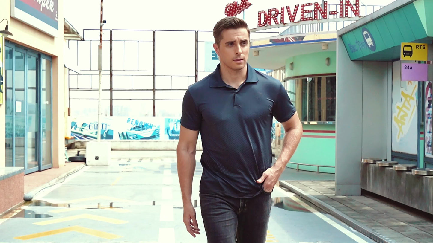 Herren Sport Polohemd mit modernem Grafikdesign – Perfekt für Training, Golf und Freizeit