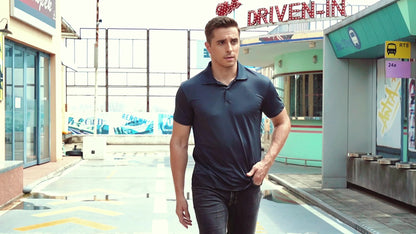 Herren Sport Polohemd mit modernem Grafikdesign – Perfekt für Training, Golf und Freizeit