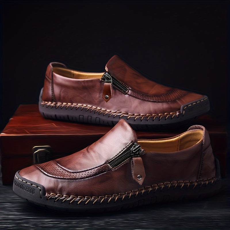 Herren Vintage Loafer mit Reißverschluss – Bequeme Freizeitschuhe für Alltag und Party