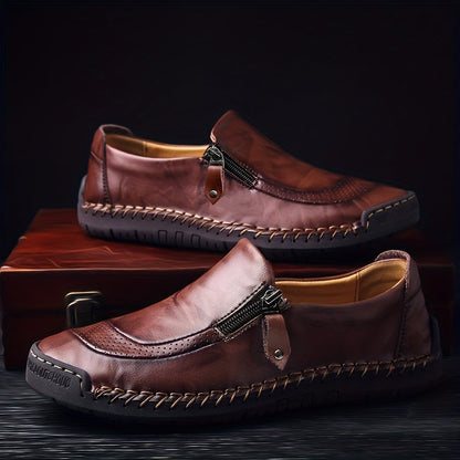 Herren Vintage Loafer mit Reißverschluss – Bequeme Freizeitschuhe für Alltag und Party