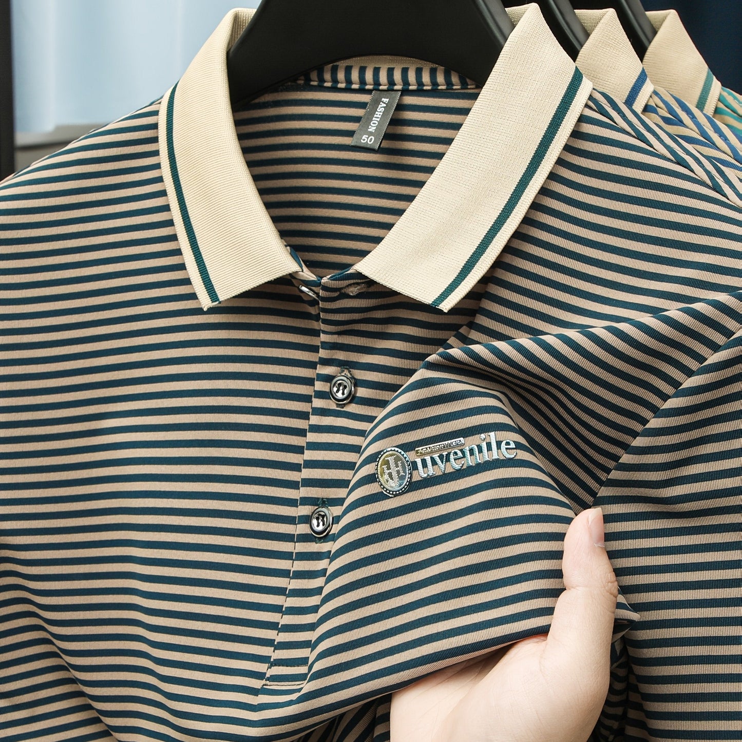 Herren Polo-Shirt mit Streifenmuster und Stickerei – Modisch & Vielseitig für Alltag und Freizeit