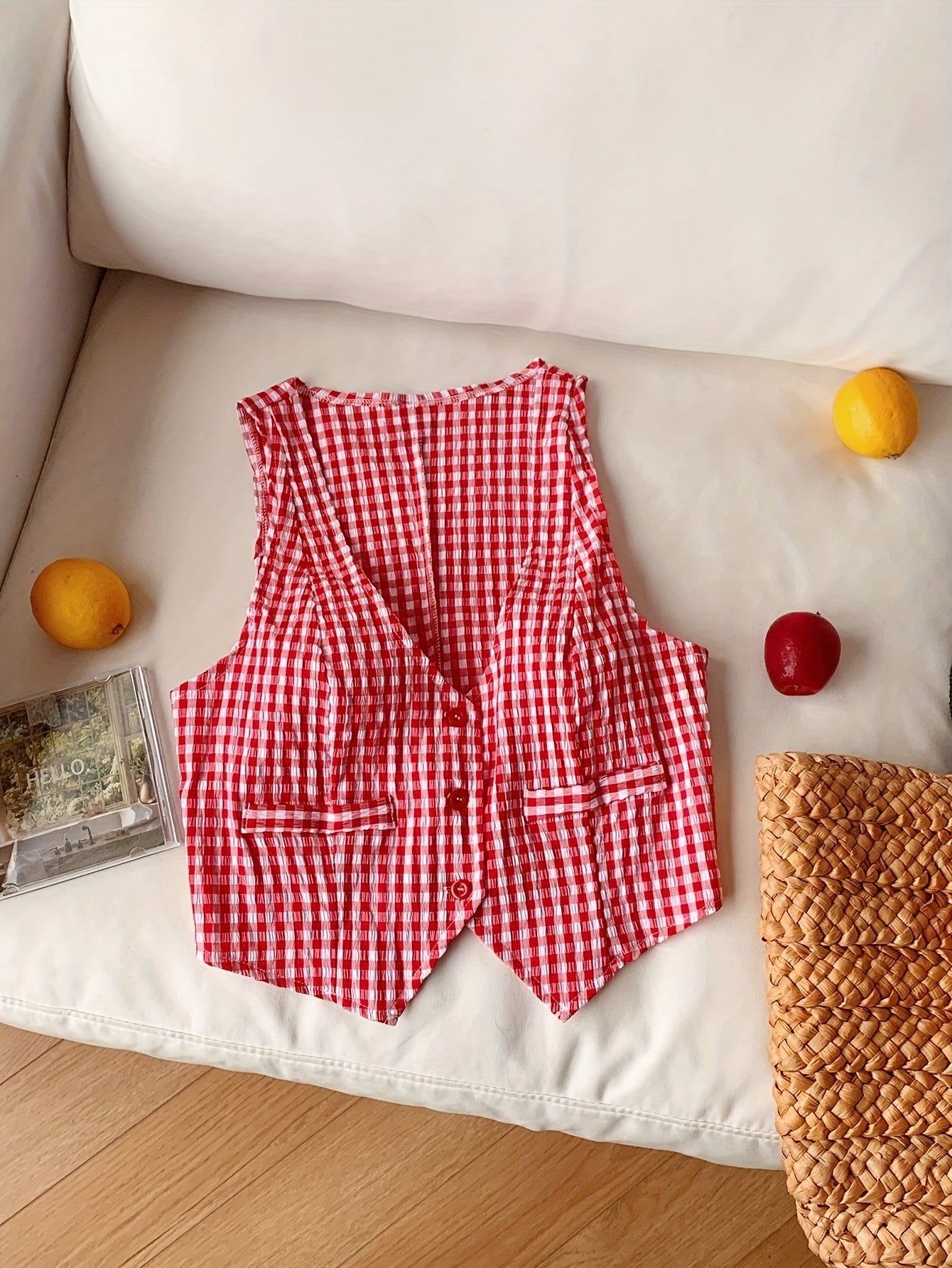 Damen Karierte Weste im Vintage-Stil – Eleganter Sommer Look für Freizeit & Alltag