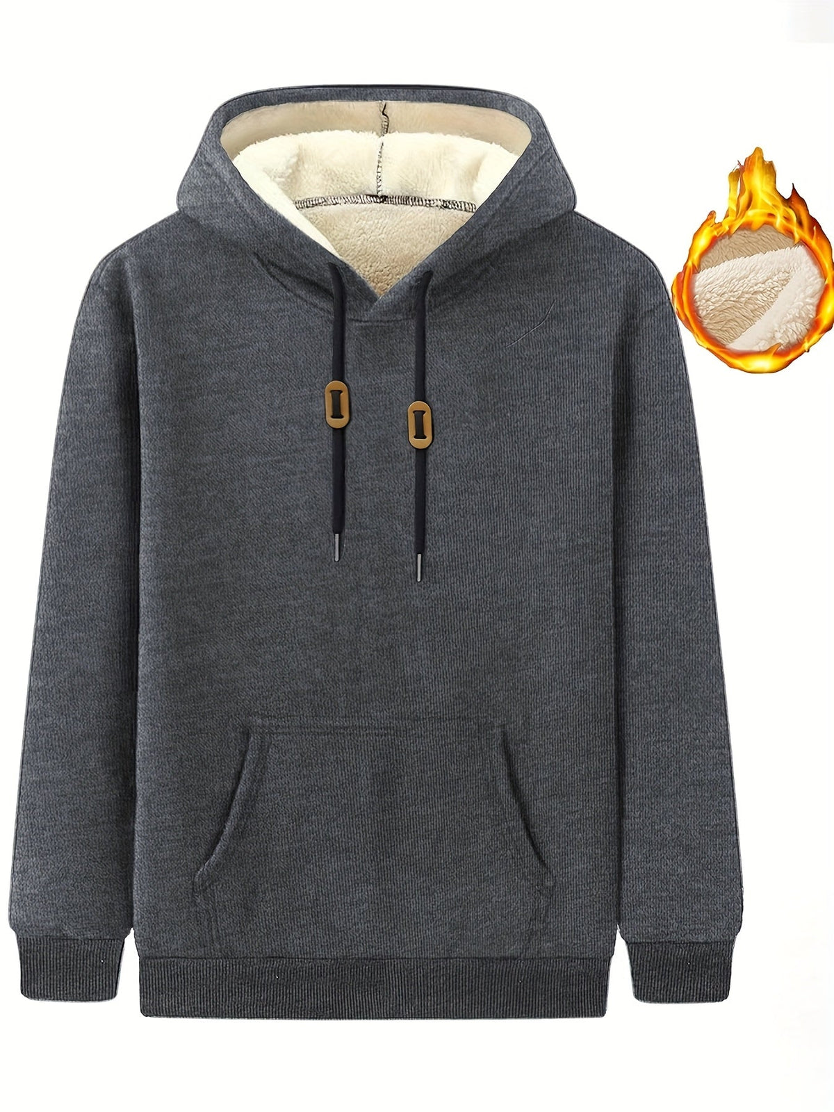 Hoodie mit Kapuze, gefüttert, Bauchtasche, Kordelzug
