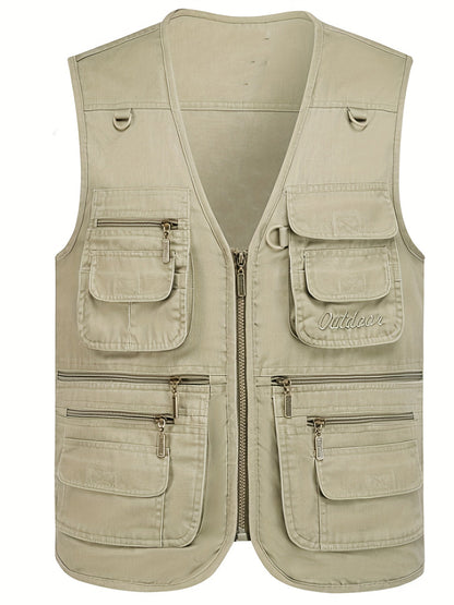 Herren Outdoor Freizeit Weste mit vielen Taschen – Angler-, Reise- & Fotografie-Weste, Utility Style