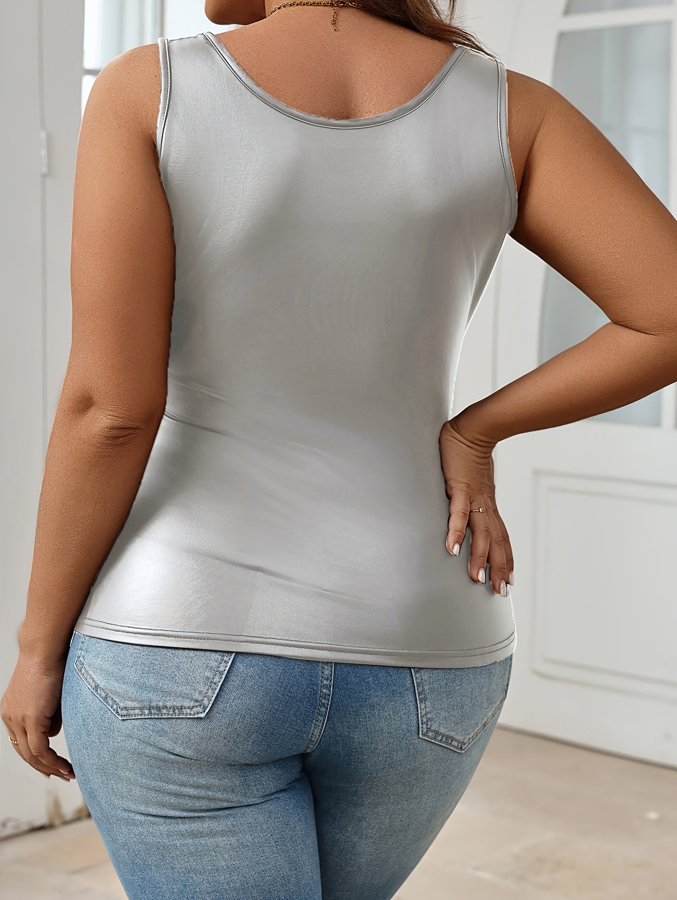 Damen Top in Leder-Optik – Figurbetontes Tanktop für Freizeit und Ausgehen