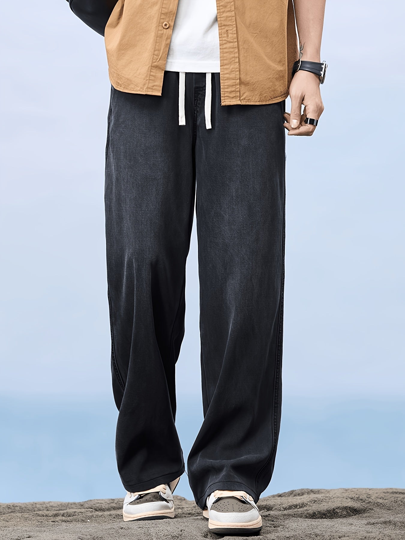 Herren Weite Jeans mit Kordelzug – Lässiger Freizeitstil für Alltag und Wochenende