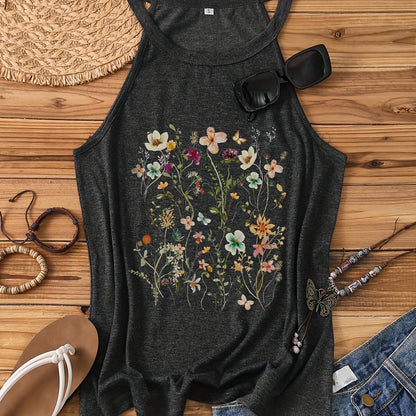 Damen Sommer Tanktop mit Blumenmuster – Lässiges Freizeitshirt für den Alltag und Urlaub