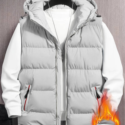 Steppweste Herren Unisex Kapuzenweste Gesteppt Ärmellose Jacke Hellgrau