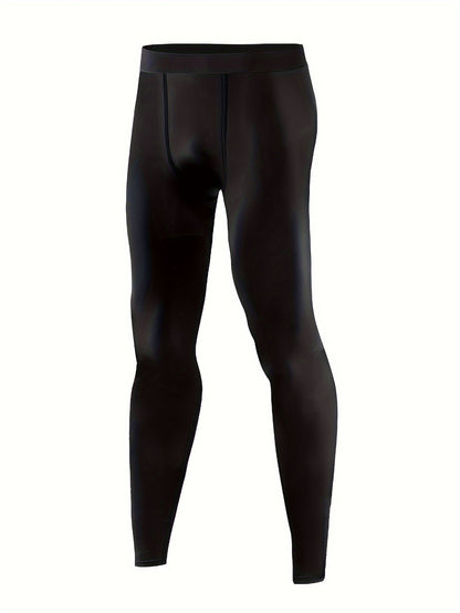 Thermo Leggings Kompressionshose Herren Schwarz 3er-Pack Stretch Warm Unterhose