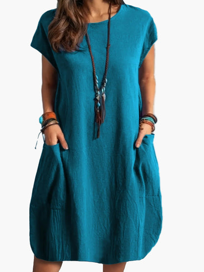 Damen Sommer Tunika Kleid – Lässiger Boho Style mit Taschen, Ideal für Alltag & Urlaub
