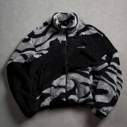 Fleecejacke Unisex mit Stehkragen und Reißverschluss, Tiermuster, mehrere Farben