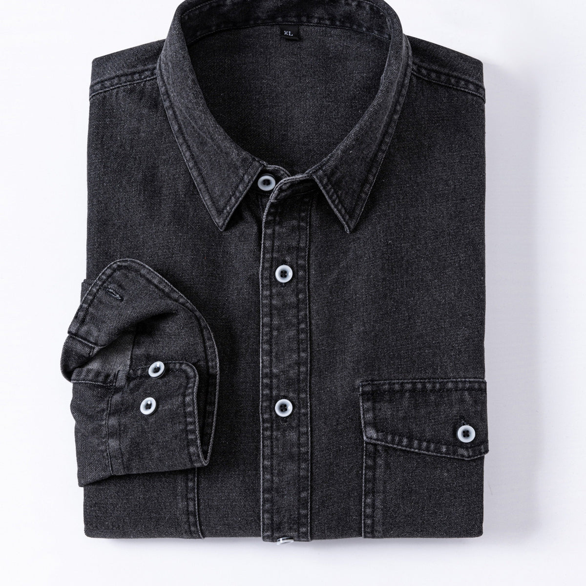 Jeanshemd Herren Langarm Regular Fit Denim-Hemd mit Brusttasche