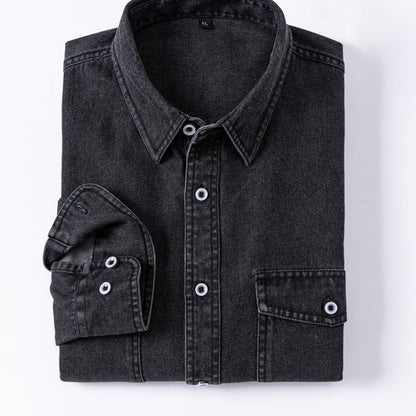 Jeanshemd Herren Langarm Regular Fit Denim-Hemd mit Brusttasche
