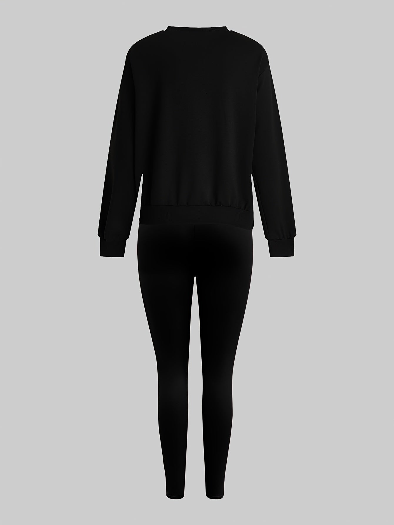 Damen Sweatshirt & Leggings Set mit Pfotenabdruck-Print, Langarm Oberteil und Hose