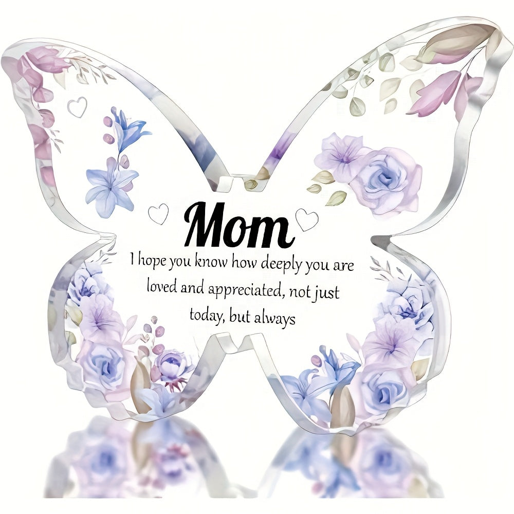 Schmetterling Deko Geschenk für Mutter – Vintage Acryl Tischdekoration mit Blumen – Muttertag, Dankeschön, Wertschätzung