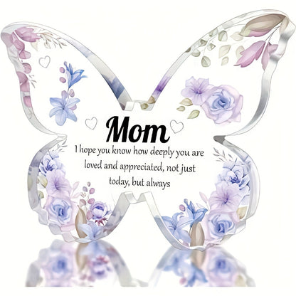 Schmetterling Deko Geschenk für Mutter – Vintage Acryl Tischdekoration mit Blumen – Muttertag, Dankeschön, Wertschätzung