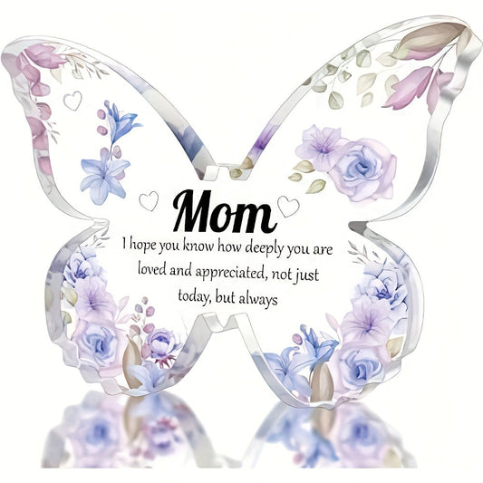 Schmetterling Deko Geschenk für Mutter – Vintage Acryl Tischdekoration mit Blumen – Muttertag, Dankeschön, Wertschätzung