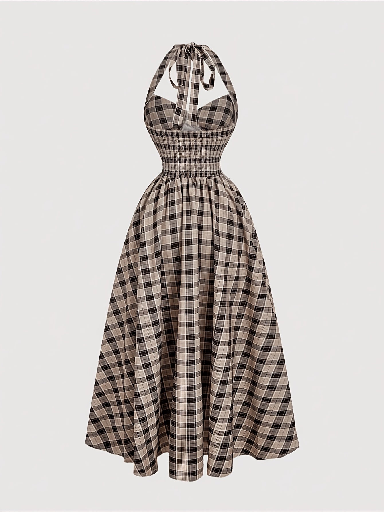 Damen Vintage Cocktailkleid mit Halterneck und Faltenrock – Eleganter Retro-Stil für besondere Anlässe
