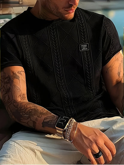 Herren T-Shirt im Strickmuster-Look – Freizeit, modisch, Sommer