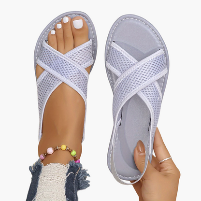 Damen Mesh-Sandalen mit Überkreuzten Riemen – Bequeme Sommerschuhe für Freizeit und Alltag