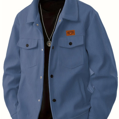 Herren Rippstrick Jacke mit Kentkragen und Brusttaschen