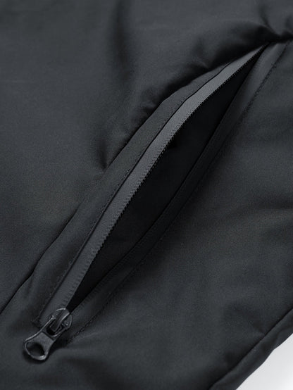 Unisex Windjacke Schwarz mit Kapuze & rotem Drachenmotiv