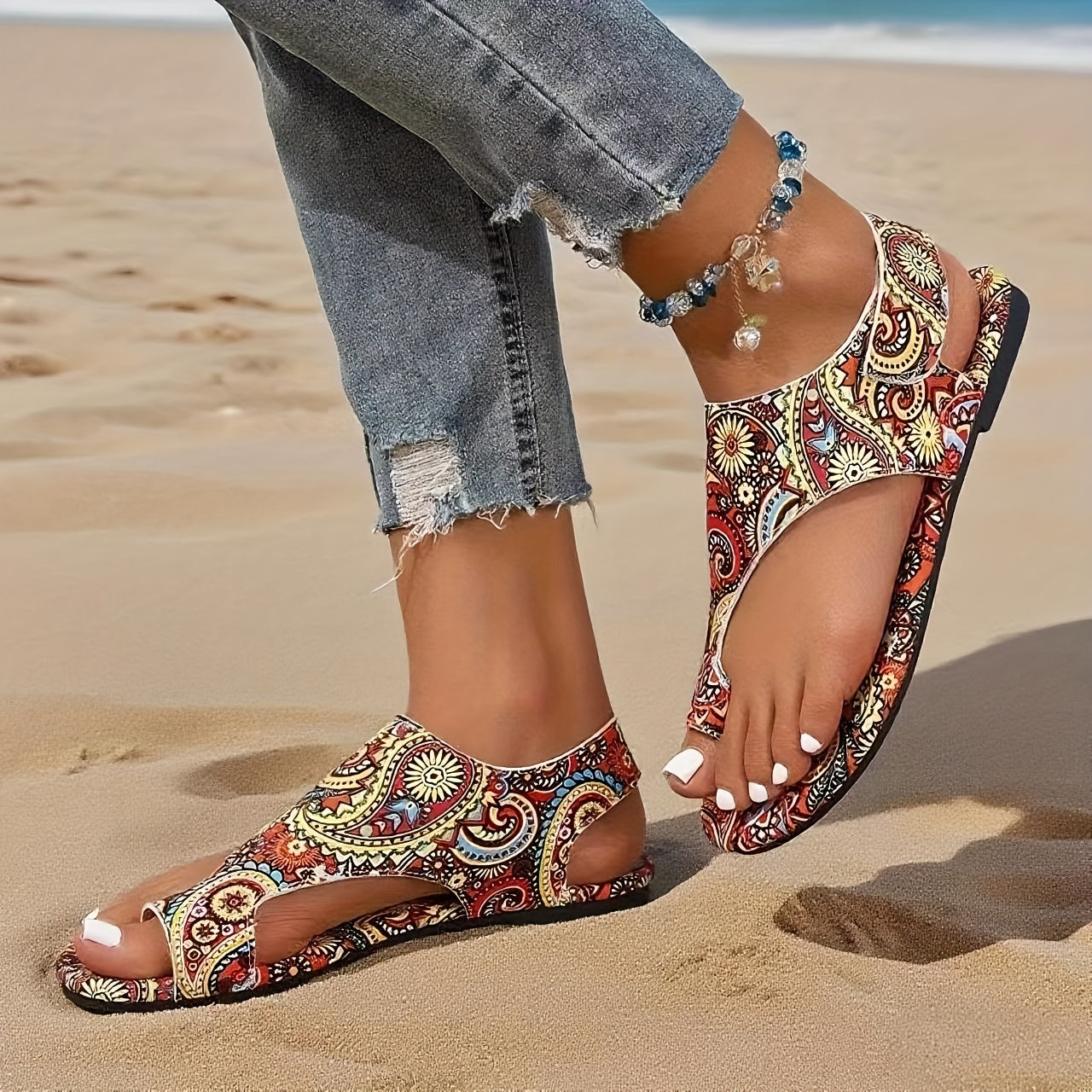 Damen Ethno-Sandalen im Boho-Stil für Strand und Sommer