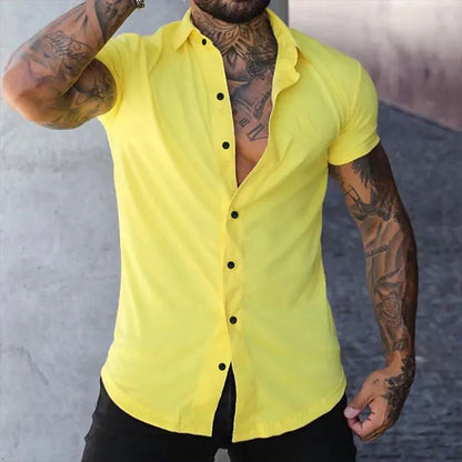 Herren Kurzarmhemd Slim Fit mit Stehkragen – Elegant für Büro & Freizeit